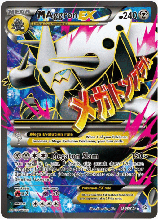 2015 Pokemon XY Primal Clash M Aggron EX 154/160 (Full Art) Holo NM-